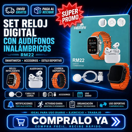 SET RELOJ DIGITAL CON AURICULARES INALAM