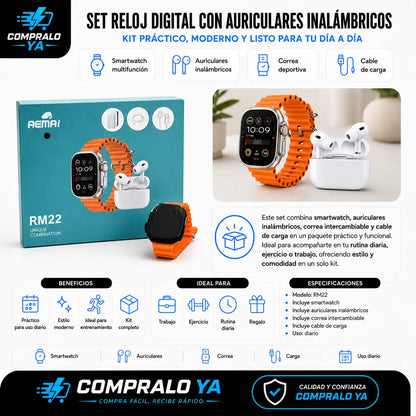SET RELOJ DIGITAL CON AURICULARES INALAM