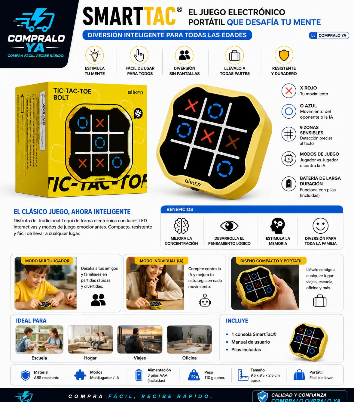 SmartTac® — El juego electrónico portátil que desafía tu mente