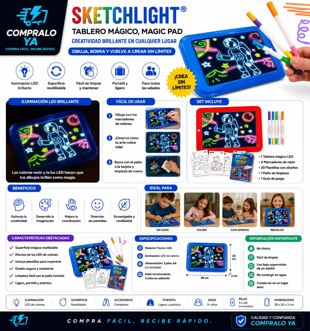 SketchLight® — Creatividad brillante en cualquier lugar